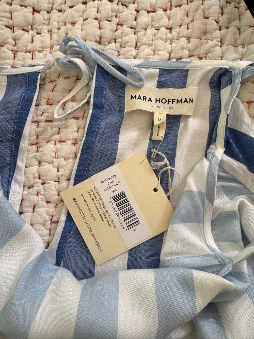 Mara Hoffman Blue and White Striped Swim Slip Dress - Picture 4 of 4